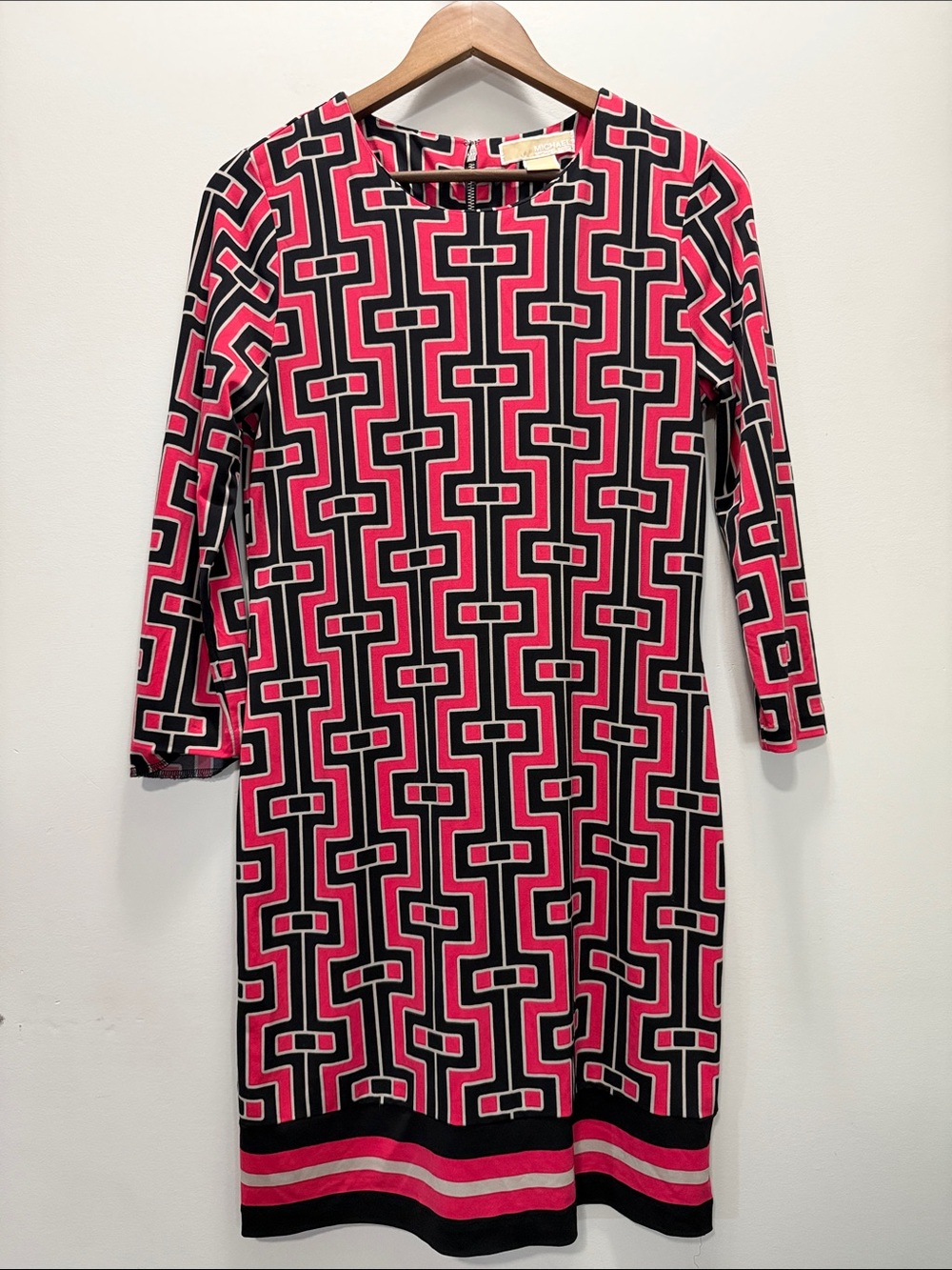 Michael Kors Women's Pink & Black Geometric Sheath Dress Size 6